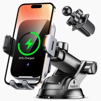 Wireless Car Charger Mount Auto Clamping, 15W Fast Charging Car Phone Holder Charger for Dash Windshield Vent Compatible with iPhone 15 14 13 12 Pro Max, Samsung Galaxy S24+ S23 Ultra S22 S21+