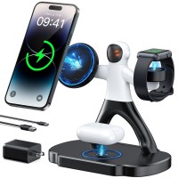 OBRFFE Wireless Charging Station 3 in 1, 18W Fast Magnetic Wireless Charger for Apple Devices, Compatible with iPhone 14/13/12 Pro Max, AirPods 3 2 Pro, iWatch Series for Bedside/Office/Desk